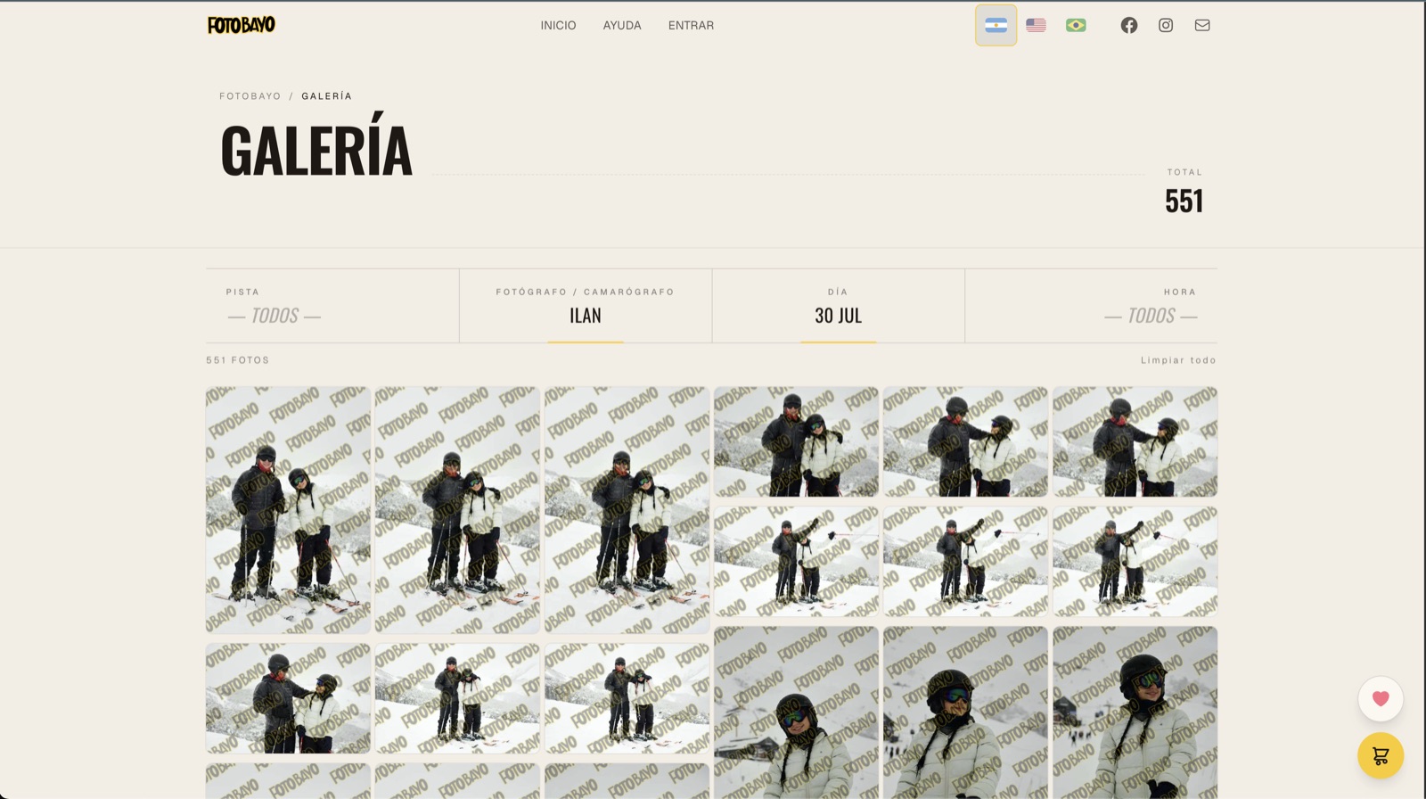 Galería de Foto Bayo filtrada por fotógrafo y día, con previews marcados al agua
